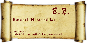 Becsei Nikoletta névjegykártya